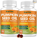 Pumpkin Seed Oil with Saw Palmetto Capsules, 3000mg Per Serving, Pumpkin Seeds Oil Supplement, Supports Immune, Hair, Urinary, Bladder & Prostate Health, Non-GMO, 360 Softgels