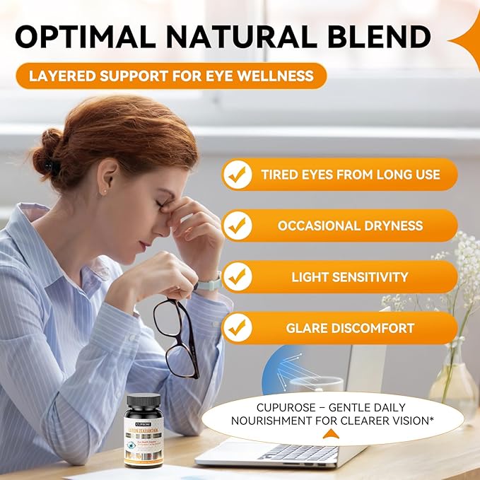 Eye Health Supplements for Macular Support, Lutein 20mg + Zeaxanthin 10mg with Bilberry, Vitamins C, E & Zinc, Macular & Vision Support for Adults & Seniors, Non-GMO, Gluten Free, 60 Softgels