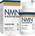 1100mg NMN & Trans-Resveratrol, 3-in-1 Supplement, 60 Veggie Capsules – Supports NAD+ Boost*, Cellular Energy, Immune Function, Muscle Health & Anti-Aging, 30-Day Supply