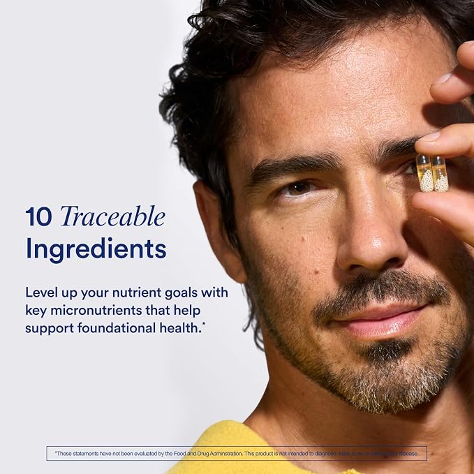 Ritual Men’s 18+ Daily Multivitamin - Key Essential Vitamins and Minerals to Support Energy, Muscle, Heart, Brain Health* - Including Zinc, D3, B12, A, K2 - Vegan - Mint - 60 Capsules - 30 Servings