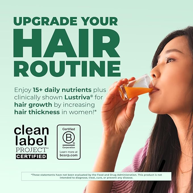 MARYRUTH'S Liquid Multivitamin + Hair Growth | Biotin 10000mcg | Lustriva Hair Growth Supplement | Clinically Tested in Women for Thicker Hair & Facial Wrinkle | Skin Care | Ages 18+ | 15.22 Fl Oz