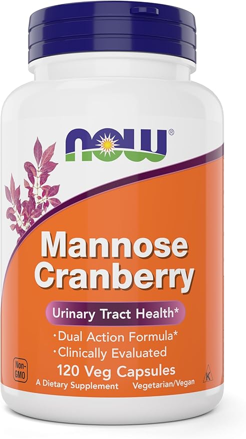 NOW Foods Mannose Cranberry, 120 Capsules (Pack of 2) - with PAC - 450mg dMannose, 250mg Whole Cranberry - Urinary Tract Health* - Vegan Friendly Supplement, Non-GMO