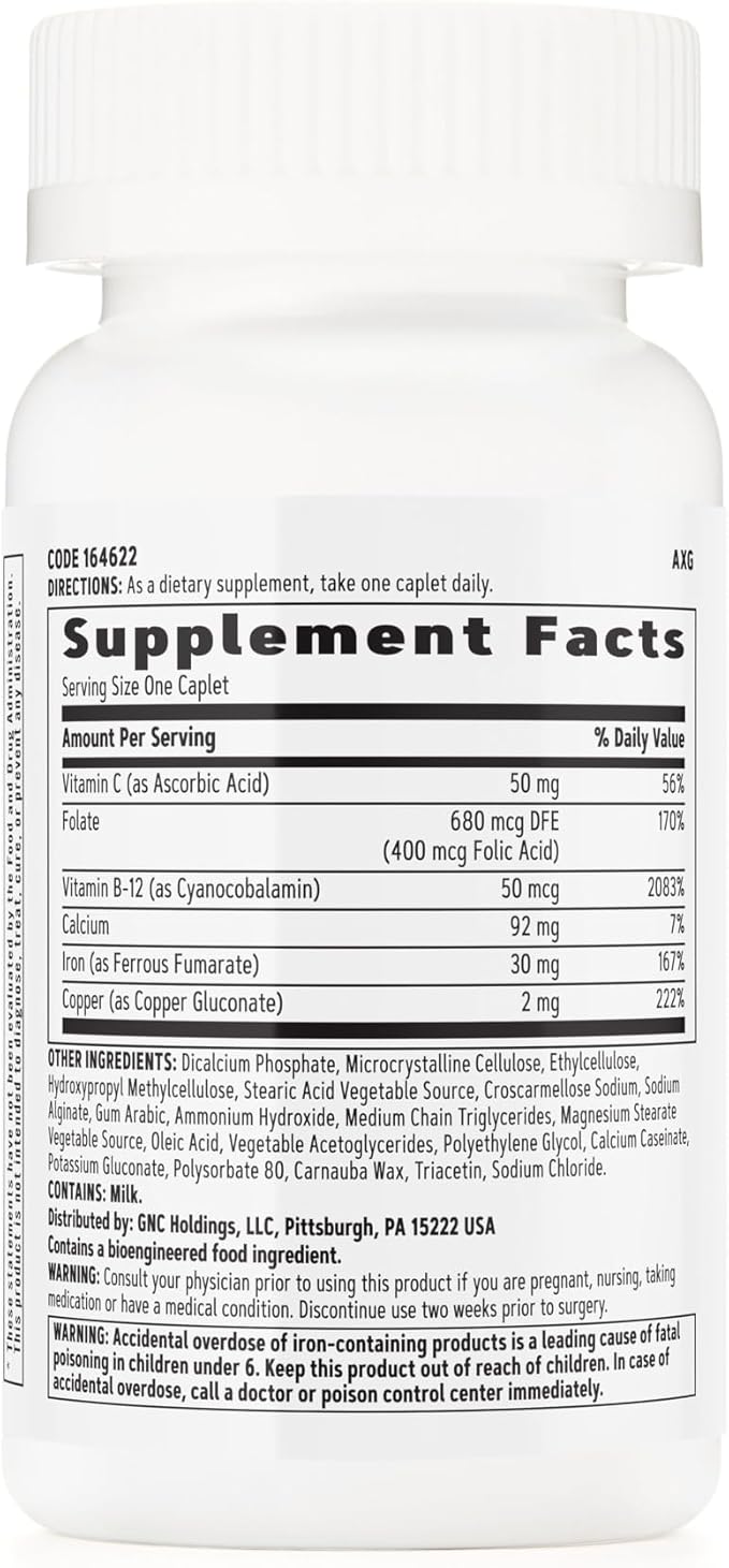 GNC Women's Iron Complete Multivitamin, Enhances Ability to Absorb Iron, 60 Caplets