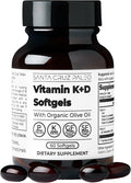 Santa Cruz Paleo Vitamin K2 + D3 Softgels, Daily Supplement with Organic Olive Oil, Includes Vitamin K1 & Two Forms of K2, Supports Heart & Bone Health, Gluten Free, Sugar Free, Paleo, Keto, 60 Count