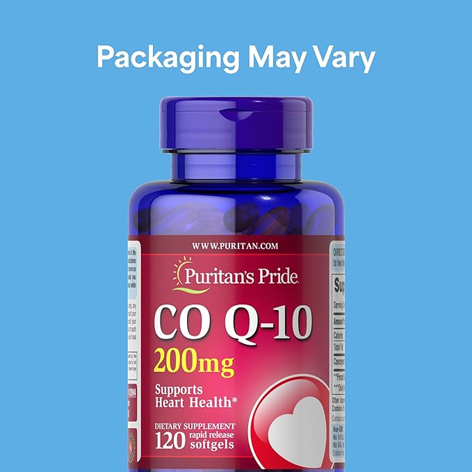 Puritan's Pride Coenzyme CoQ10 200mg, Dietary Supplement for Heart Health, Blood Pressure, Oral Gum Health, and Healthy Aging Support, 120 Servings, Rapid Release Softgels