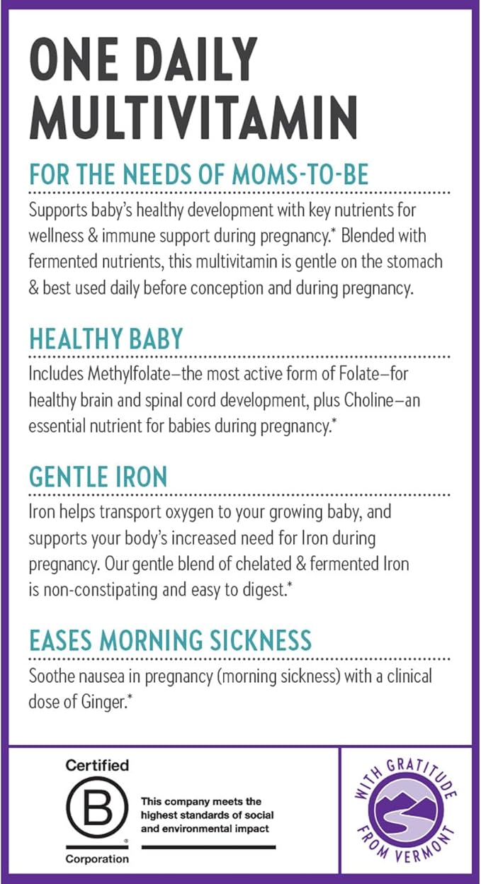 New Chapter Prenatal Vitamins, One Daily Prenatal Multivitamin with Methylfolate + Choline for Healthy Mom & Baby, Gluten Free & Non-GMO, 60 Count