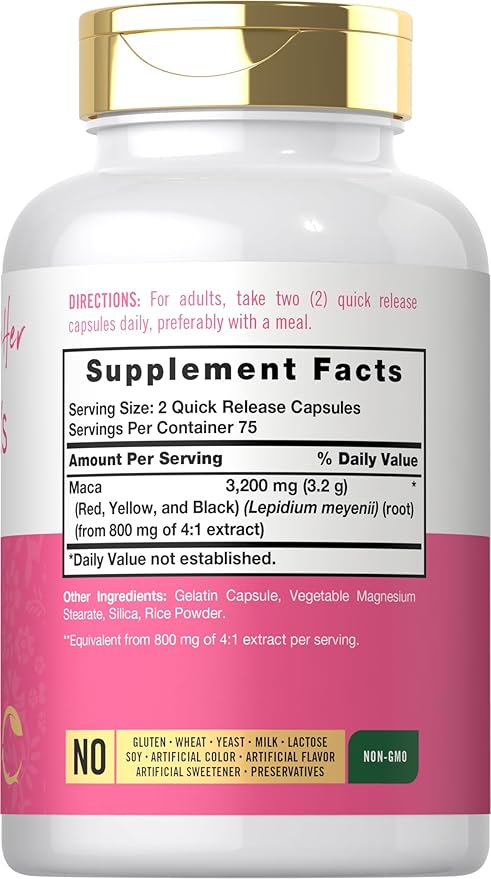 Carlyle Maca Root Capsules for Women | 150 Count | Non-GMO, Gluten Free Supplement | for Her