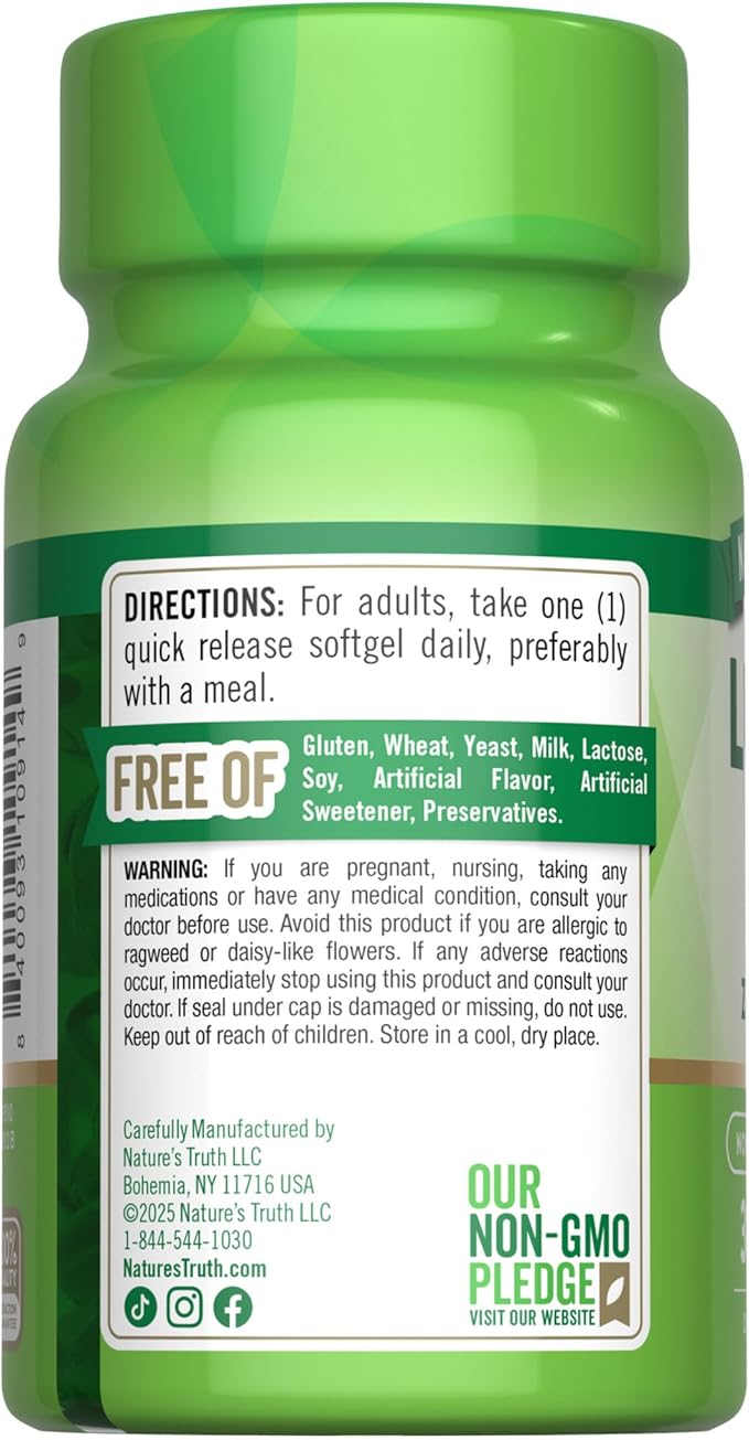 Nature's Truth Lutein and Zeaxanthin Supplement | 40mg | 30 Softgels | Non-GMO & Gluten Free