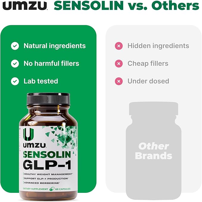 UMZU Sensolin GLP-1 Support Supplement – 30 Day Supply – with Dihydroberberine, Ceylon Cinnamon, Chromium & Biotin – Supports Metabolic Function, Focus & Energy Balance
