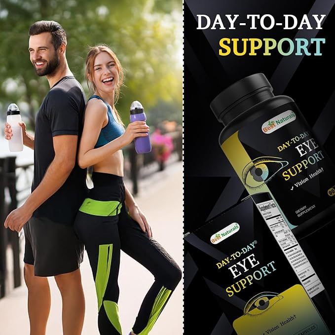 Best Naturals Day-to-Day Eye Support with Lutein, Zeaxanthin, Bilberry Extract, Astaxanthin, Lycopene, Carrot Powder 90 Veg Capsules