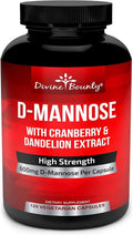 Divine Bounty D-Mannose Capsules - 600mg D Mannose Powder per Capsule with Cranberry and Dandelion Extract to Support Normal Urinary Tract Health - 120 Veggie Capsules