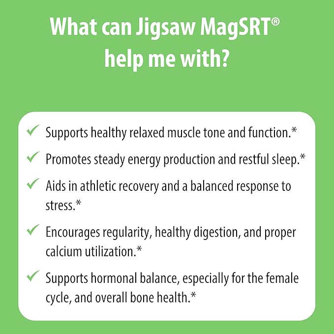 Jigsaw Health MagSRT | Magnesium Supplement with Vitamin B6, Folate & B12 | 60 Tablets | 15 Servings
