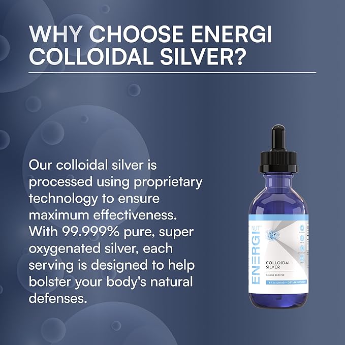 ENERGI Colloidal Silver Liquid, Immune Support Supplement, Immunity System Supplement for Adults and Kids, Colloidal Silver Drops or Spray, 8 Fl Oz Bottle