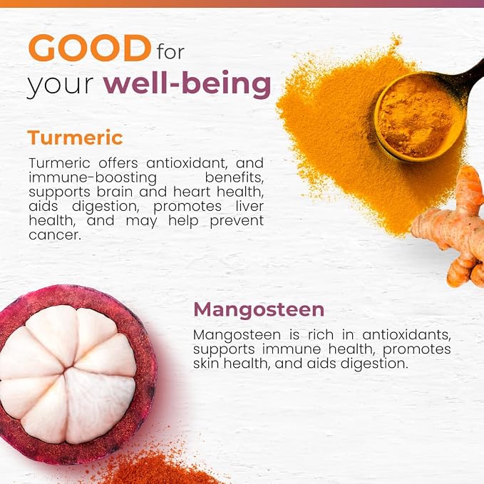 Mangosteen + Turmeric Capsules | Joint & Digestion Support | Formulated for Wellness, Includes Natural Ingredients | 120 Vegetarian Capsules, 1500mg per Serving
