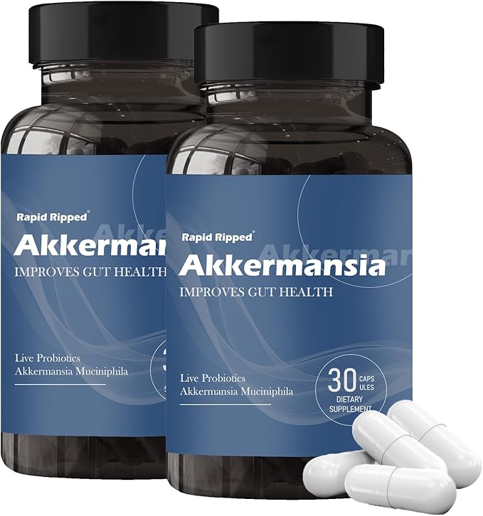 Akkermansia Probiotic with Prebiotic Fiber - Increases GLP-1 Production, Delayed Release, Third-Party Tested, 100M AFU Live Strain for Gut Health for Men & Women (2pcs)