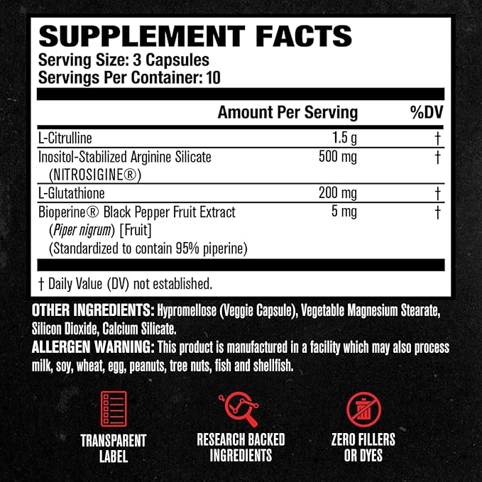 Jacked Factory N.O. XT Nitric Oxide Supplements for Men w/Nitrosigine L Arginine L Citrulline Supplement for Muscle Pumps & Vascularity - Pre Workout Nitric Oxide Booster & Muscle Builder - 30 Caps