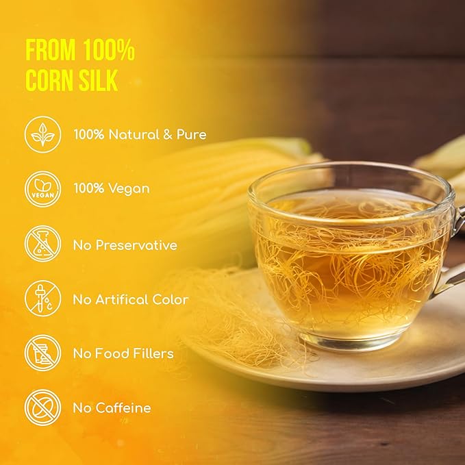 FreshDrinkUS, Premium 135 Tea Bags Corn Silk Tea, 100% Natural & Pure from Corn Silk. Herbal Tea. Clean Ingredients. Made with Natural Material Tea Bags. No Sugar, No Caffeine, Vegan.