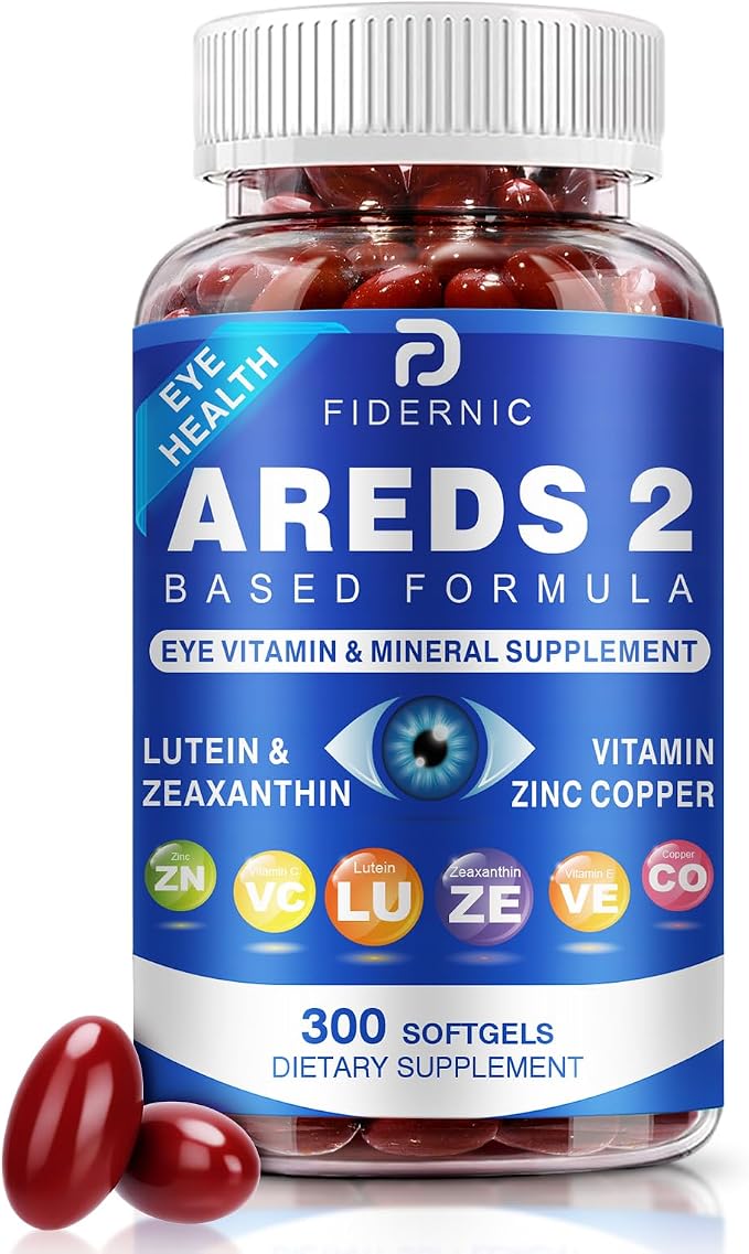 AREDS 2 Eye Vitamin & Mineral Supplement — Lutein and Zeaxanthin Supplement, Vitamin C & E, Zinc & Copper for Blue Light Protection, Eye Health Support, Eyebright , Eye Doctor Trusted — 300 Softgels