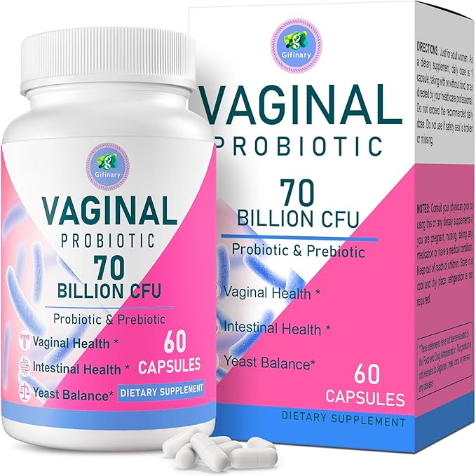Vaginal Probiotics, PH Balance for Women, 70 Billion CFUs Womens Probiotic for Vaginal health, Urinary, Odor Control, Flor, Ph Balance & Hormone, with Prebiotic & D-Mannose - Shelf Stable, 60 Caps
