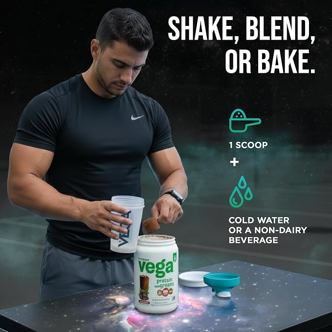 Vega Premium Protein + Supergreens, Chocolate – 20g Vegan Protein, Dairy & Gluten Free, 22.4 oz (19 Servings)