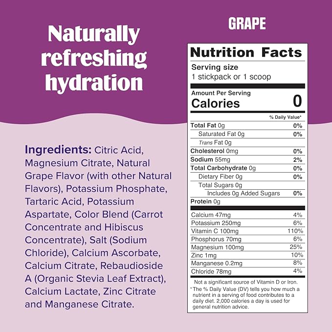 Ultima Replenisher Daily Electrolyte Powder Drink Mix, 90-Serving Canister | Zero Sugar Grape Hydration Powder with 6 Electrolytes & Minerals - Sugar Free, Plant-Based & Keto Friendly