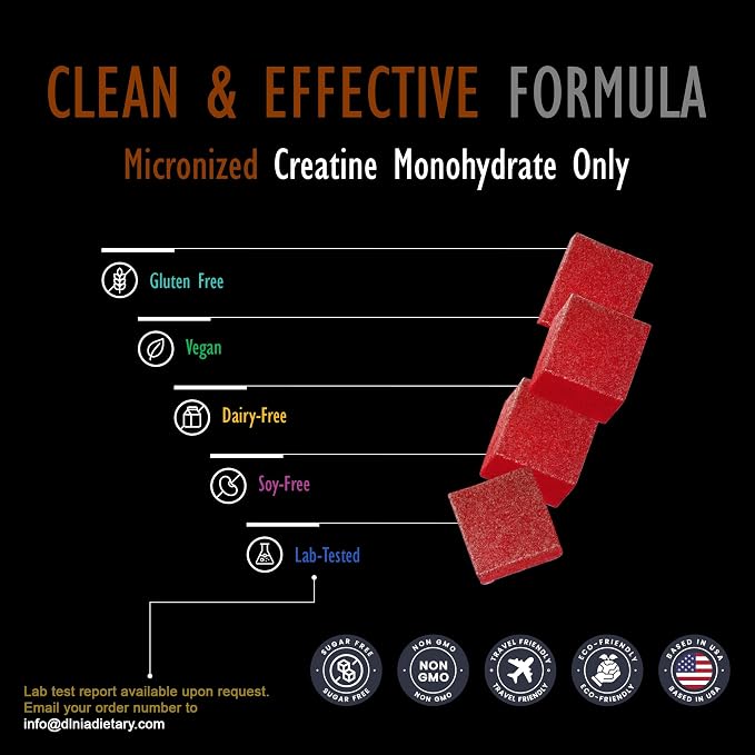 Creatine Monohydrate Gummies for Men & Women - Sugar Free & Vegan Advanced Formula W/L-Taurine + Vitamin B12 - for Muscle Strength, Muscles Builder, Recovery (120 Count (Pack of 1), Strawberry)