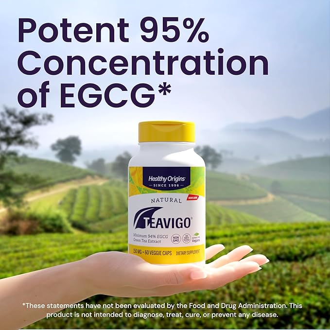 Healthy Origins® Green Tea Extract 400 mg, 95% EGCG, High-Potency Antioxidant & Immune Support, 120 Veggie Capsules