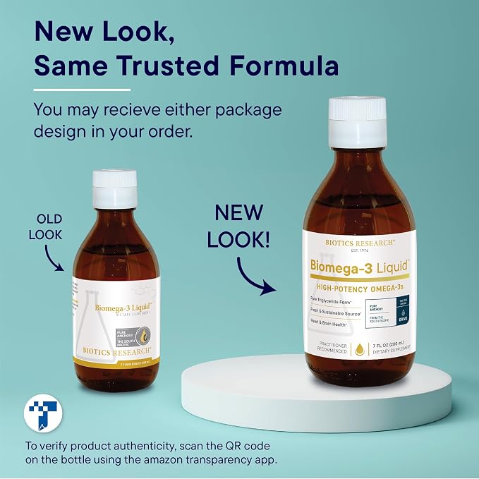 Biotics Research Biomega 3 Liquid™ Highly Concentrated Omega 3 Fish Oil Liquid, Sustainably Sourced, Traceable, Pure 2490 mg of EPA DHA Omega 3 Fatty Acids per TSP 1040 mg DHA 7 Fl Ounces 200ml 40 SVG