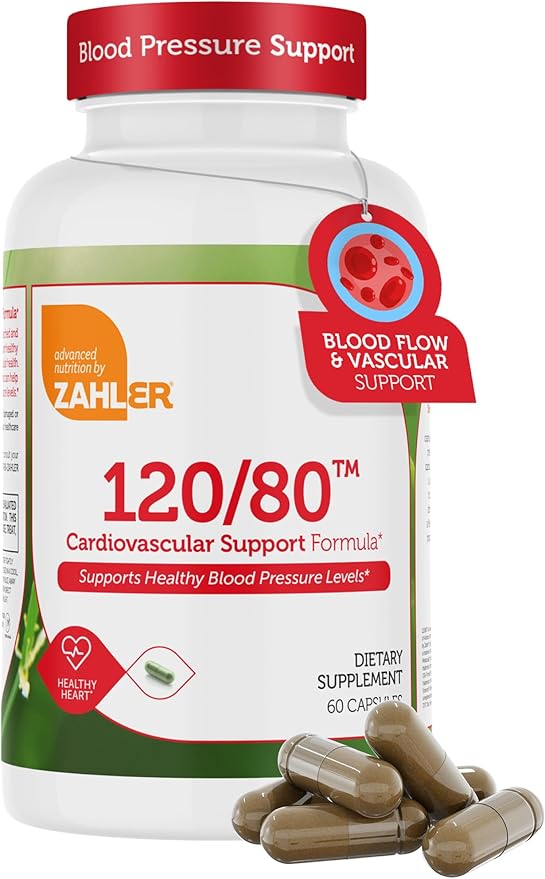 Zahler 120/80 Cardiovascular Support Formula, Supports Healthy Blood Pressure Levels 60 Capsules.