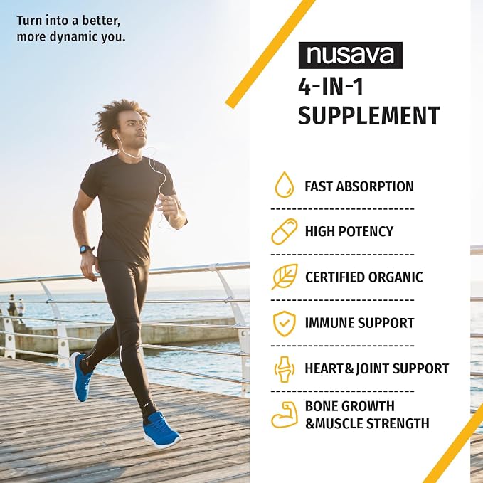 NUSAVA (4 Pack) Organic Vitamin D3 K2 Drops with MCT Oil Omega 3, 5000 IU, Maximum Strength Vitamin D Liquid - No Fillers, Non-GMO Liquid D3 for Faster Absorption & Immune Support (Vanilla, 4 Fl Oz)