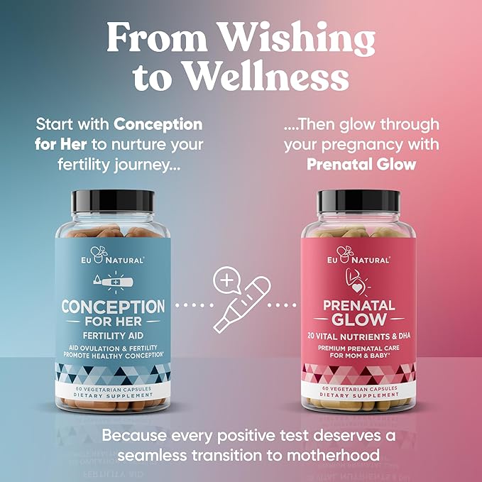 Eu Natural Conception for Her Fertility Supplements for Women - Ovulation, Hormonal Balance & Regular Cycle Support - Myo-Inositol, Folate, Shatavari & Vitex - 60 Vegetarian Capsules