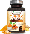 Turmeric Curcumin Supplement - 95% Curcuminoids with Organic Turmeric & Ginger, BioPerine Black Pepper Extract for Best Absorption, Natural Vegan Joint Support, Non-GMO, Bottled in USA - 120 Capsules