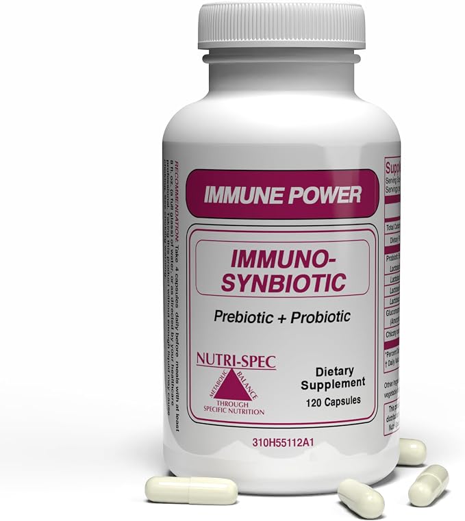 Nutri-Spec Immune Power - Immuno-Synbiotics Probiotics & Prebiotic for Women & Men - with Lactobacillus gasseri, rhamnosus, paracasei - Great for Immune-Related Inflammatory Conditions - 120 Caps