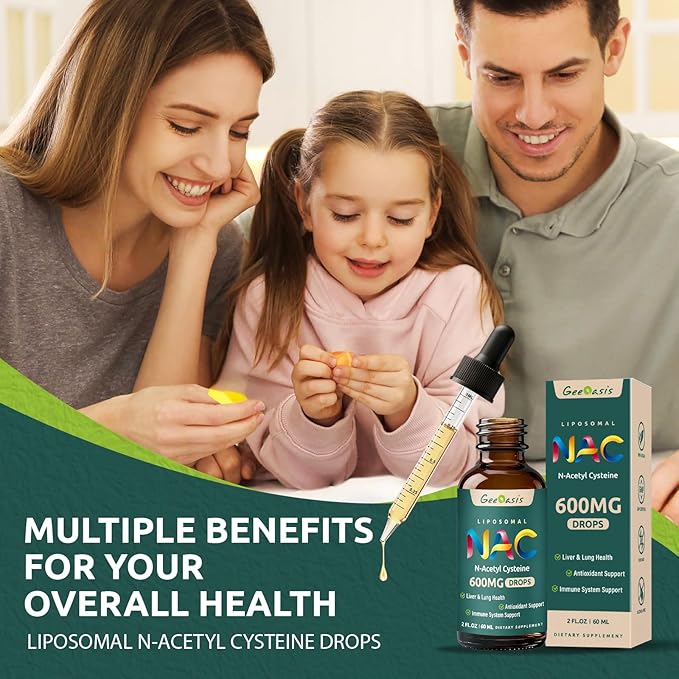 Liposomal Liquid NAC Supplement N-Acetyl Cysteine Drops, N Acetyl Cysteine 600 mg with Quercetin & Zinc for Adults & Kids, Liver & Lung Support, Antioxidant, Immune & Skin Health, 2 Fl Oz
