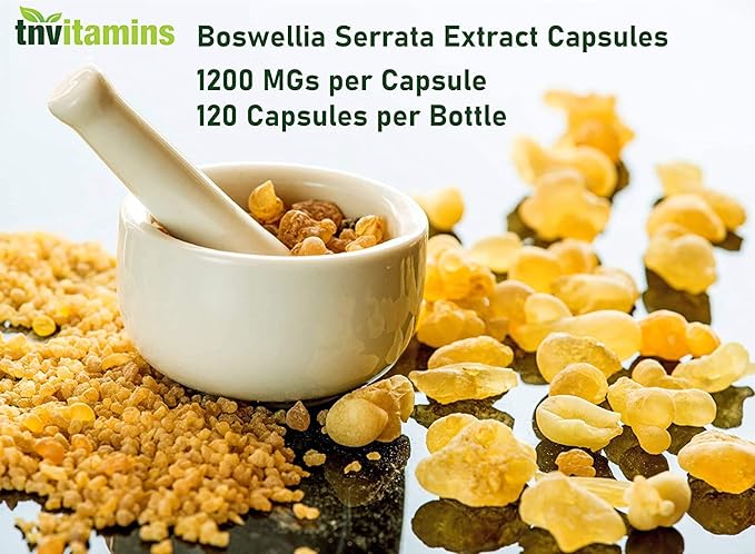 tnvitamins Boswellia Extract Capsules, 120 Count | 1,200 mg Per Capsule | 65% Boswellic Acids + 10:1 Concentrated Extract | Boswellia Serrata | Joint & Mobility Support*