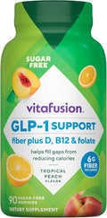 Vitafusion GLP1 Gummy Supplement | 90 Sugar Free Gummies | Vitamin & Mineral Blend with Fiber, D3, B12, and Folate | for Women & Men | Tropical Peach Flavor | Gluten Free Formula
