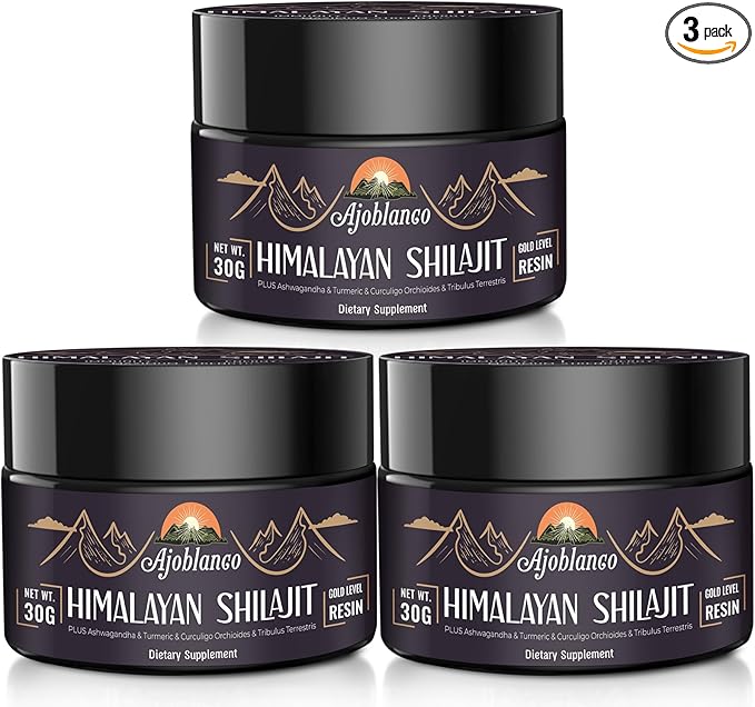 600mg Shilajit Pure Himalayan Organic Shilajit Resin - Himalayan Shilajit Resin with Organic Ayurvedic Blend in High Potency for Energy, Strength & Immunity, Pack of 3