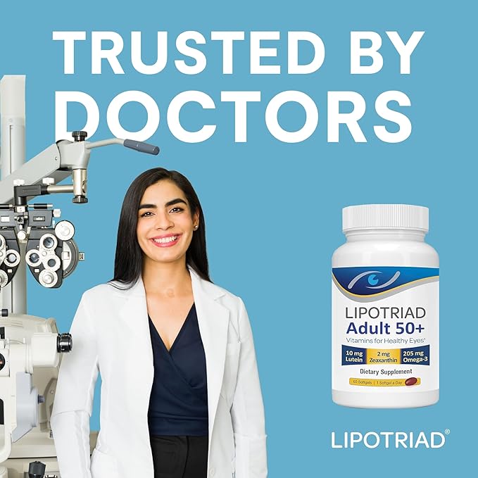 Lipotriad Eye Vitamin and Mineral Supplement - 90 Softgels, 3-Month Supply - Supplement with Lutein, Zeaxanthin and Omega 3 for Healthy Eyes