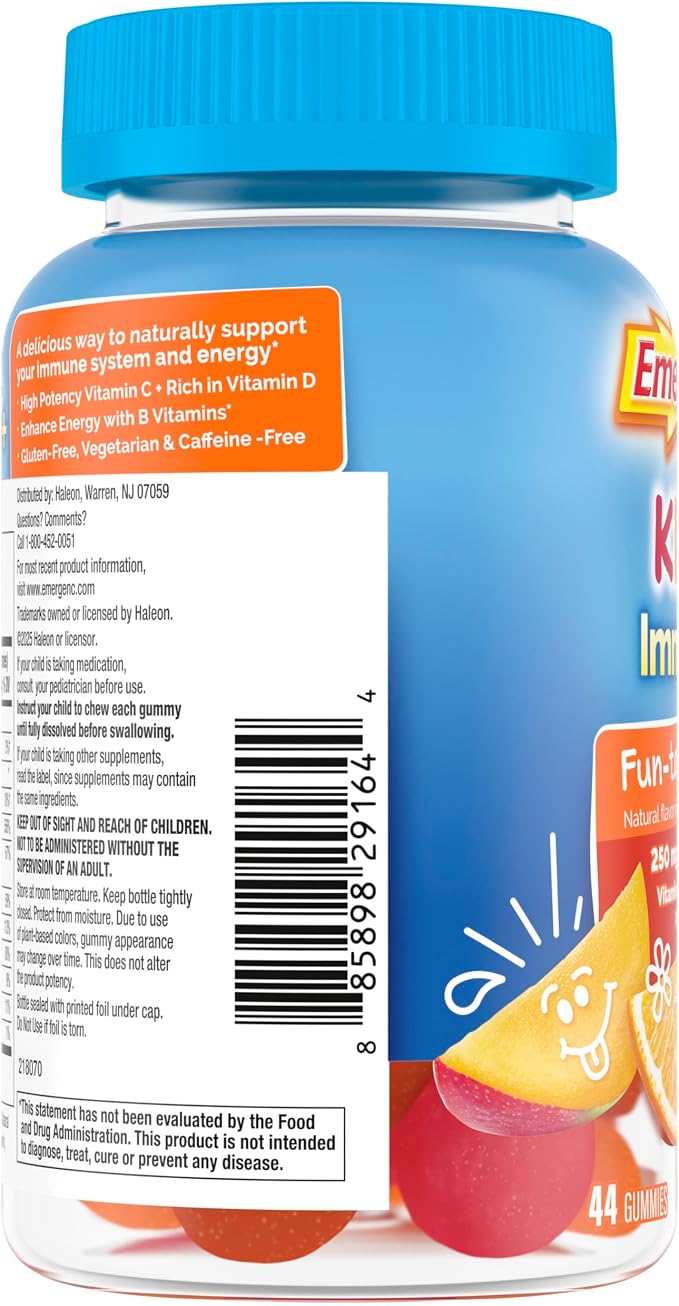 Emergen-C Kidz Vitamin C Immune Support Gummies Fun-Tastic Fruit 44CT Includes Zinc, Manganese, B Vitamins and Vitamin D for Back to School Essentials, (Pack of 2)