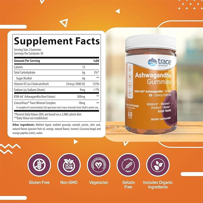 Trace Minerals Ashwagandha Gummy 60 Gummy
