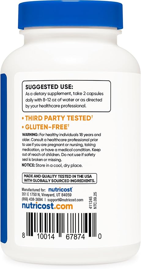 Nutricost Keratin Hydrolized Peptide Capsules - 500MG, 120 Capsules (60 Servings) - Non-GMO, Gluten-Free Formula