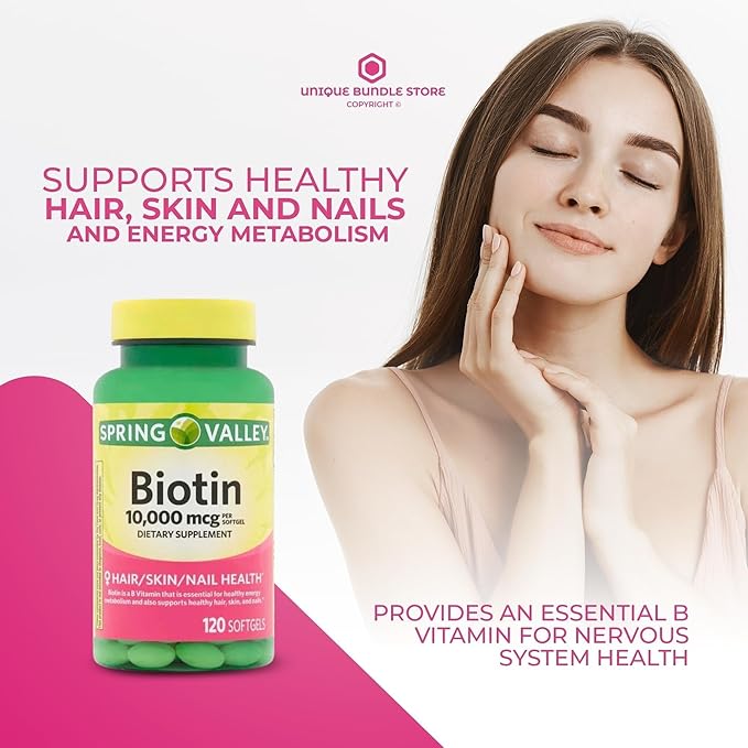 Biotin 10,000 mcg – 120 Tablets, High Potency Biotin Supplement, Vitamin B7 for Hair Skin and Nails for Women and Men, Biotin 10000 mcg Daily Support (Pack of 1)