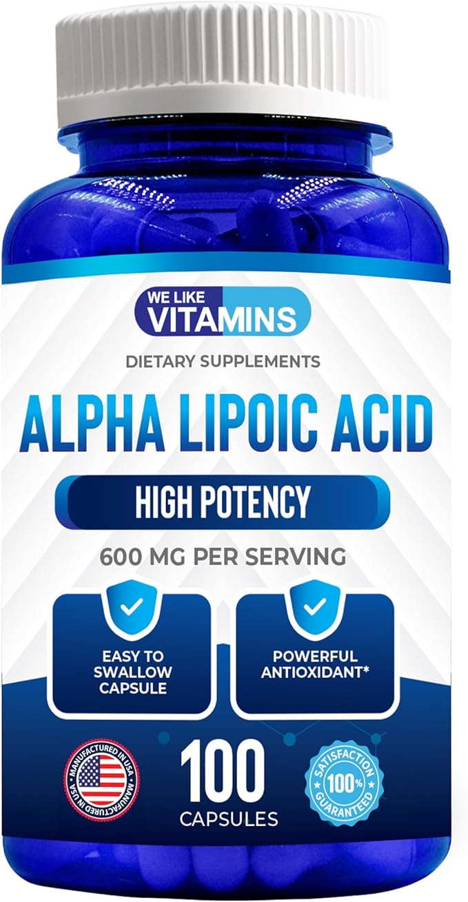 We Like Vitamins Alpha Lipoic Acid 600mg Capsules - 100 Servings - Alpha Lipoic Acid Capsules Helps Support Joint Health and Antioxidant Health Along with Free Radical Protection
