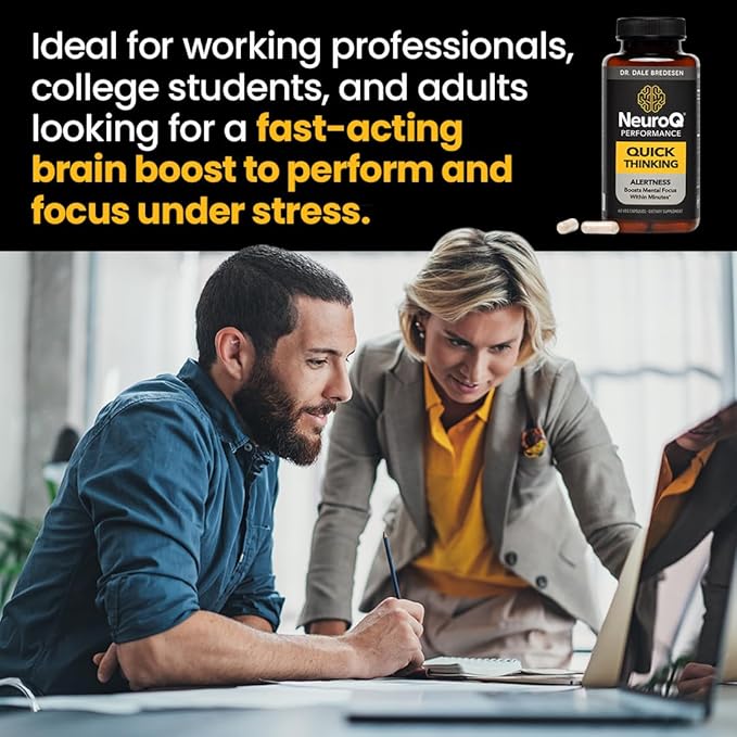 LifeSeasons NeuroQ - Quick Thinking Supplement Pills - Boosts Alertness + Supports Mental Focus - L-Theanine Caffeine L-Tyrosine & Beta-Alanine (60 Capsules)