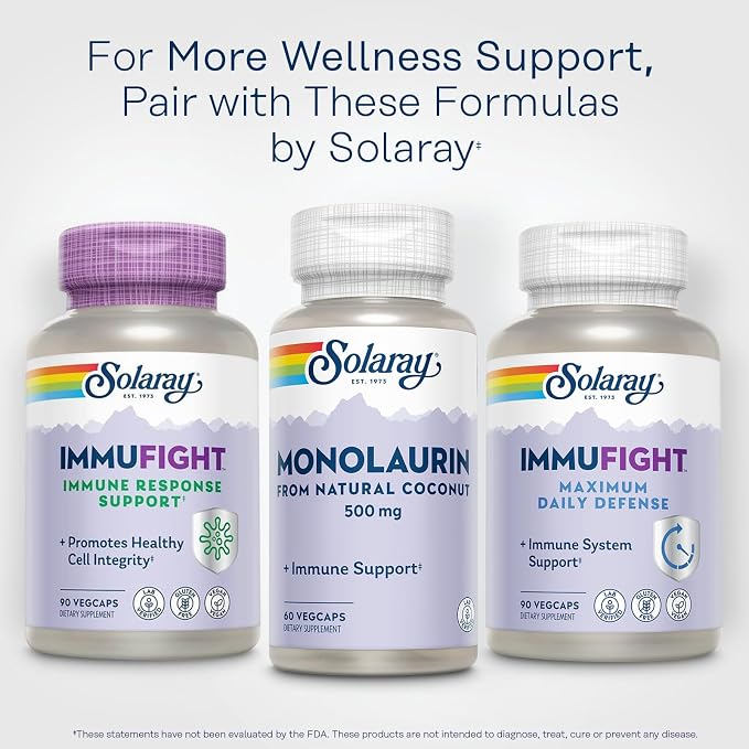 SOLARAY Monolaurin 500mg from Natural Coconut - Monolaurin Supplement for Powerful Nutritive Support - 60-Day Money Back Guarantee, Lab Verified - 60 Servings, 60 VegCaps