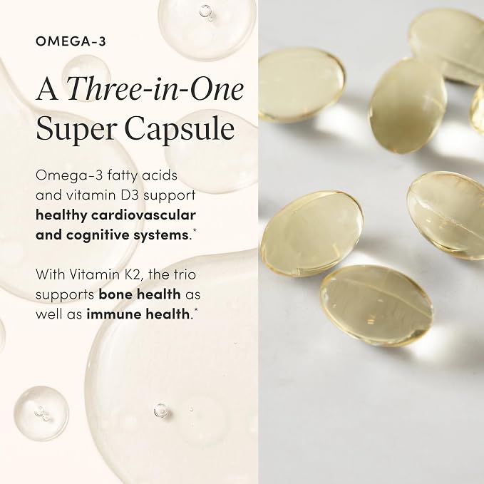 The 'Pause Life Omega 3, Vitamin D & K2, Gluten Free Supplement, Fish Oil and Vitamin Formula, Immune Support, Daily Wellness Routine, Natural Ingredients, Dairy Free, Unflavored, 120 Softgels