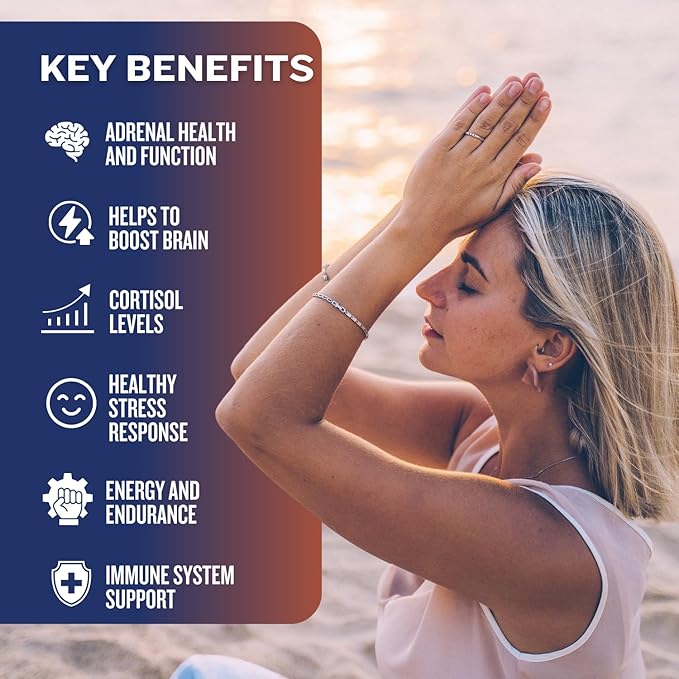 Grow Vitamin Adrenal Stress Advanced Formula, Organic KSM-66 Ashwagandha with AlphaWave L-Theanine, 5-HTP, Magnesium Blend - Everyday Stress Relief, Mood Support, Cognitive, Brain Health, 90 Capsules