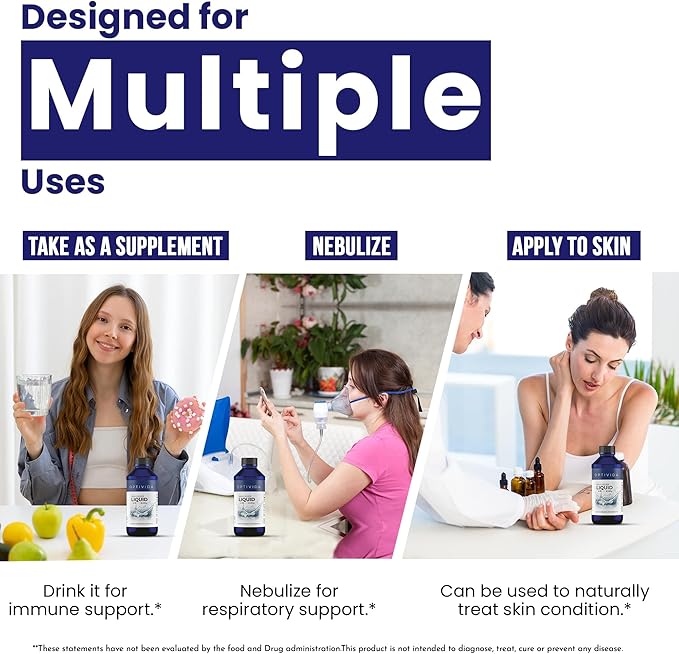 Optivida Colloidal Silver Liquid - 10 PPM Liquid Silver Immune Support, Pure Nano Silver Hydrosol Liquid for Family Wellness - Natural Silver Water for Adults & Kids, Non-GMO, 3rd Party Tested - 32 Oz