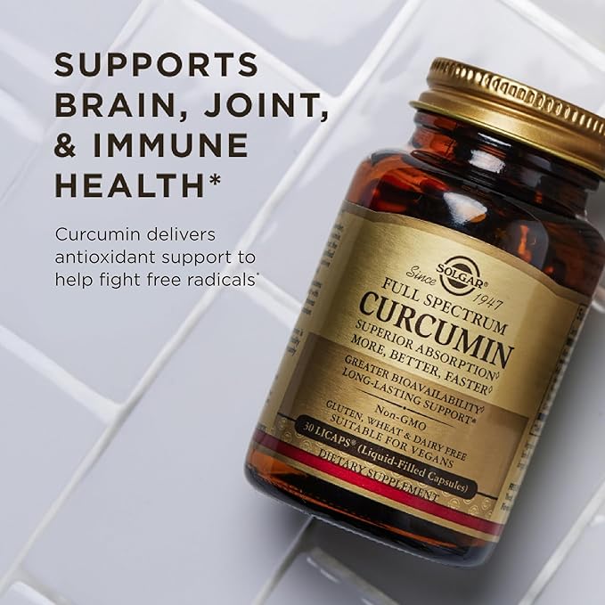 Solgar Full Spectrum Curcumin - 30 LiCaps - Superior Absorption - Brain, Joint & Immune Health - Non-GMO, Vegan, Gluten Free, Dairy Free - 30 Servings