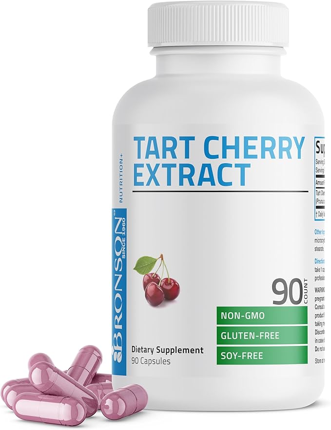 Bronson Tart Cherry Extract 2500 mg Premium Non-GMO Formula Packed with Antioxidants and Flavonoids, 90 Vegetarian Capsules